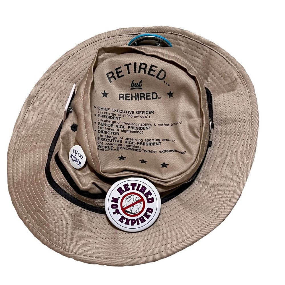 RETIRED but REHIRED Men's Novelty Hat with Buttons
